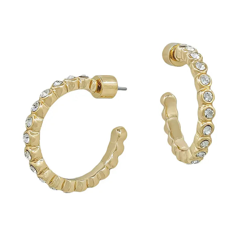 Gold Crystal Hoop Earring