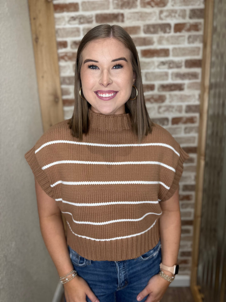Faith Striped Mock Neck Sweater