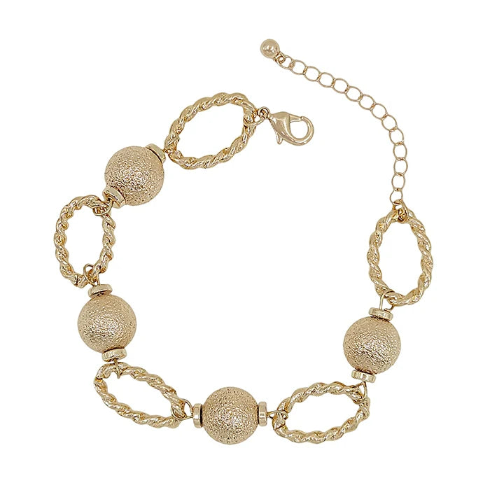 Gold Textured Oval Bracelet