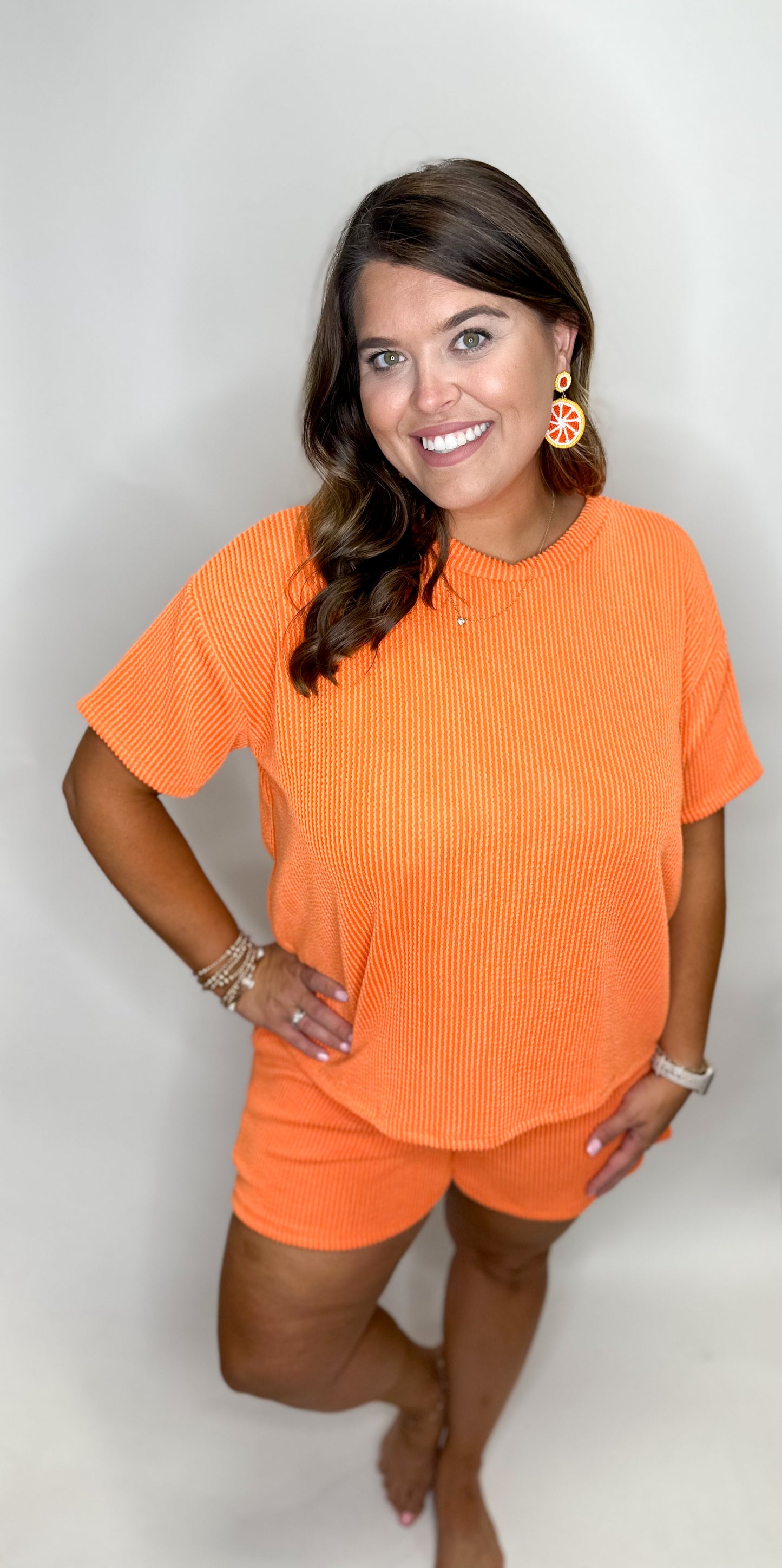 Solid Everyday Comfy Rib Top And Short Set