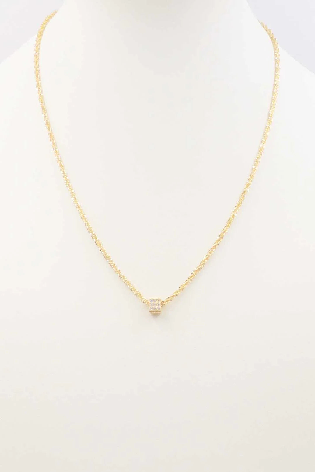 CZ Pave Pendant Gold Necklace