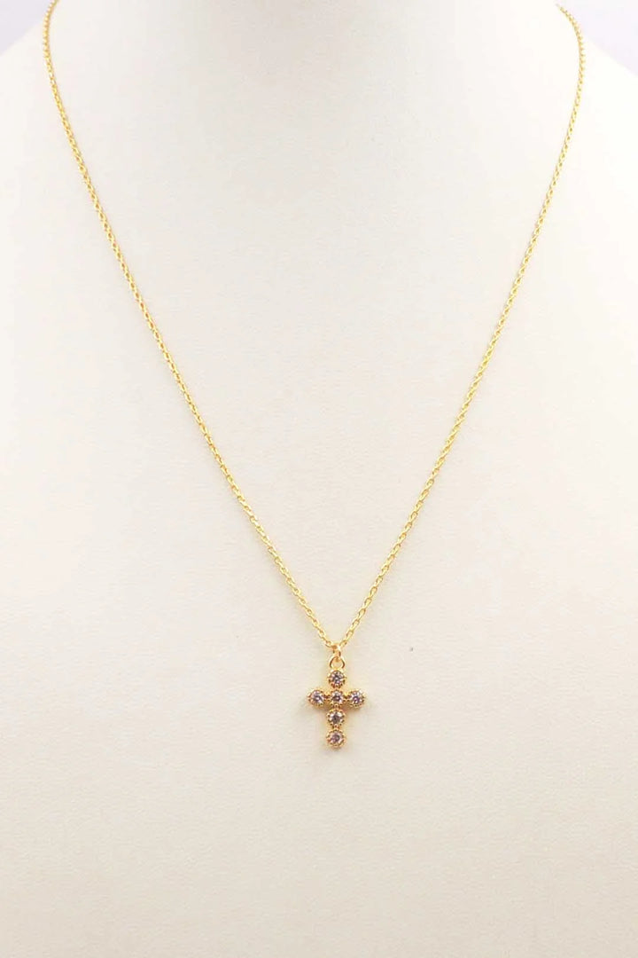 Rhinestone Cross 16"-18" Necklace