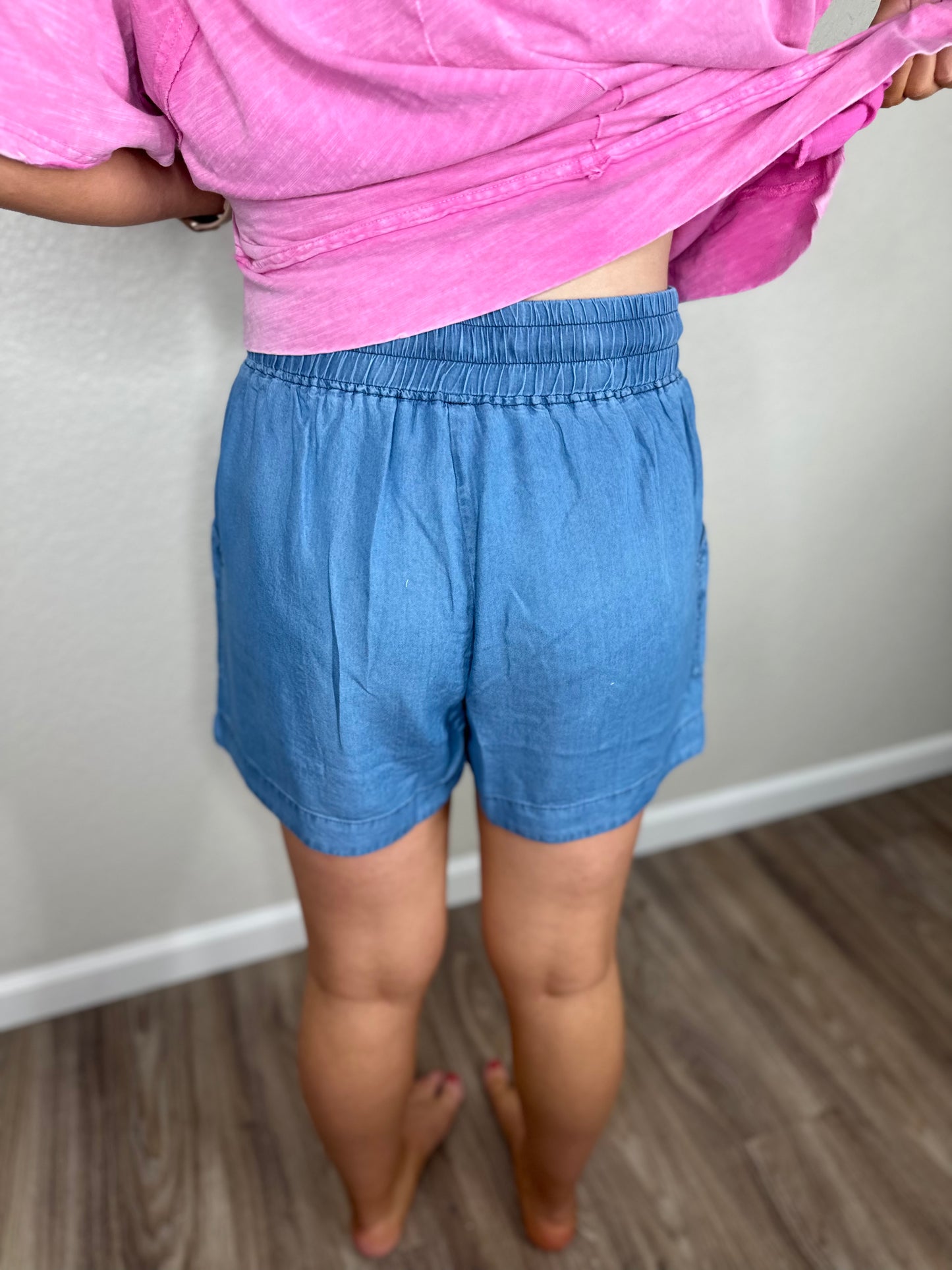 Washed Denim Shorts