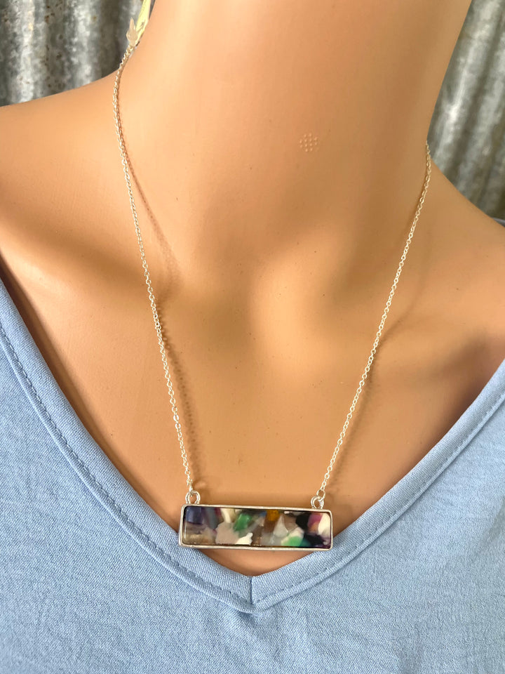 Reversible Multi/Grey Silver Necklace