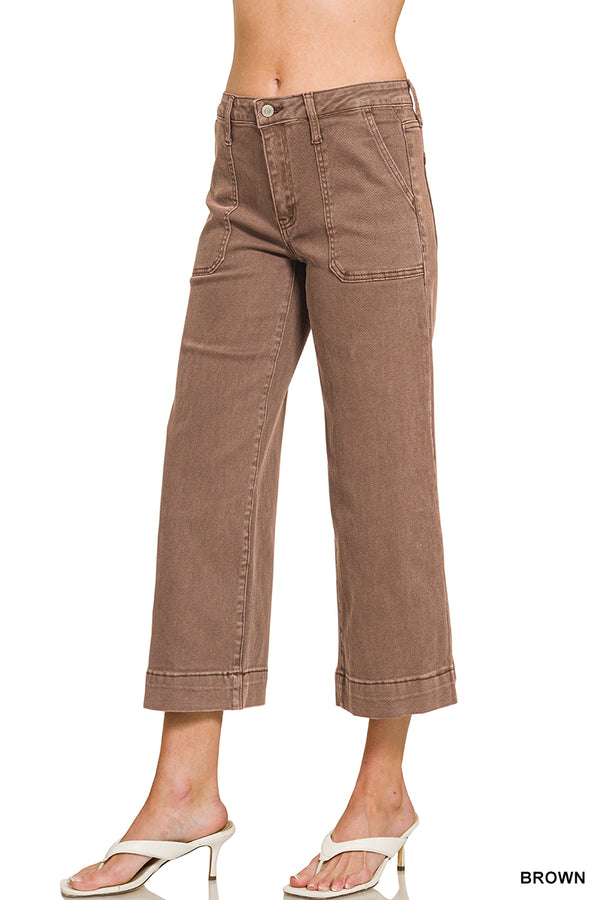 Georgia Cropped Jeans| Brown