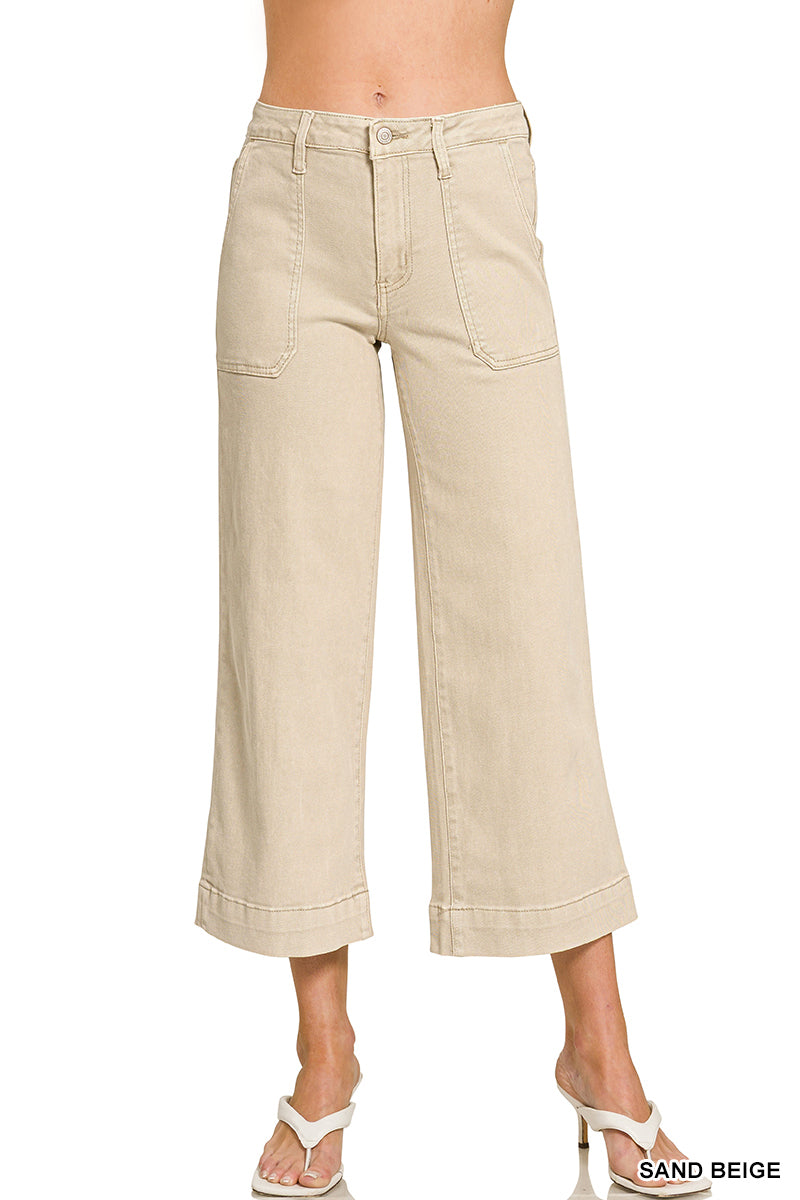 Georgia Cropped Jeans| Sand Beige