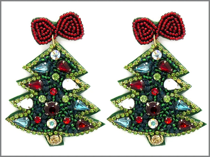 Crystal Ornament Christmas Tree Earrings