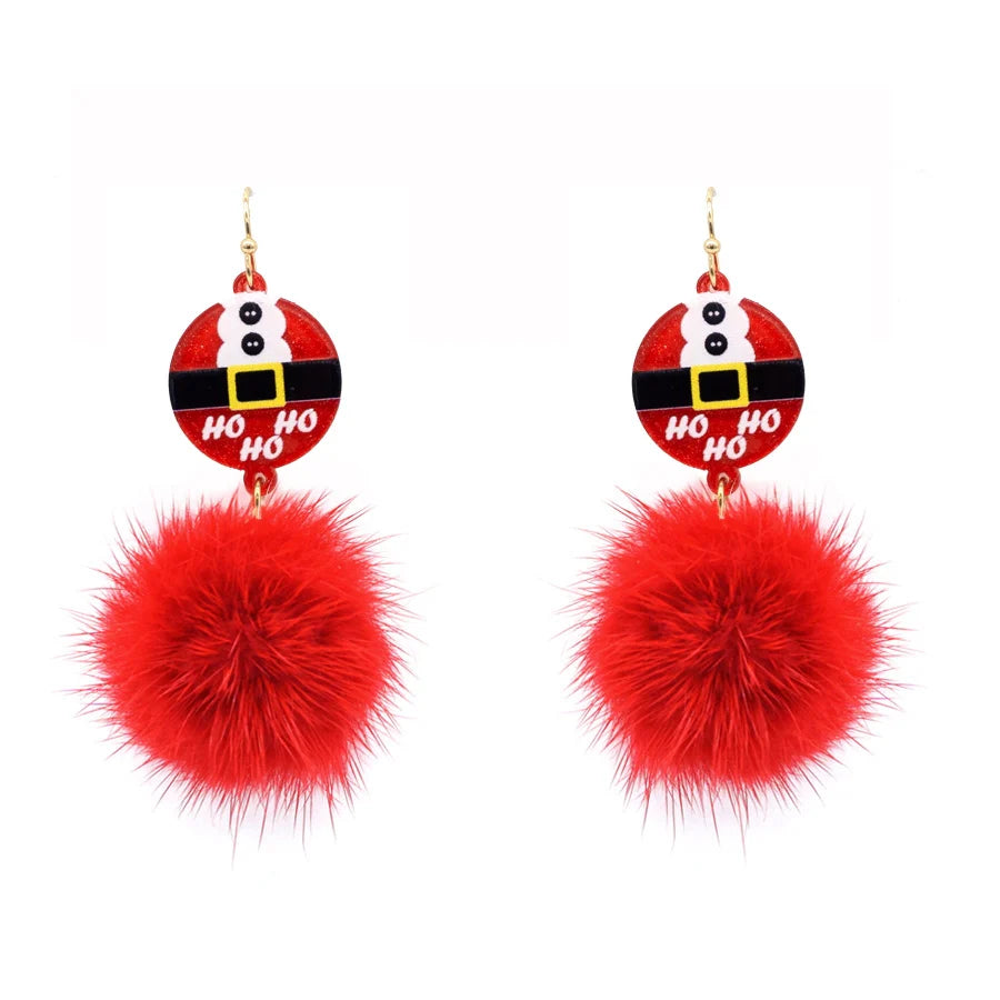 Red Santa Puff Earrings