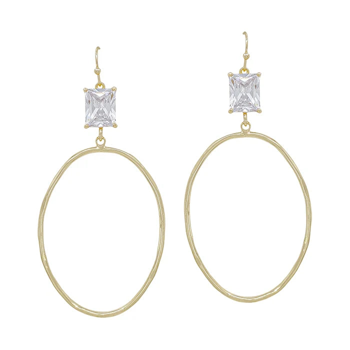 Holly Crystal Gold Open Earrings