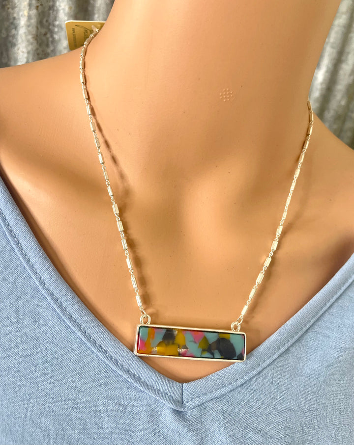 Reversible Colorful Mix/Grey Silver Necklace