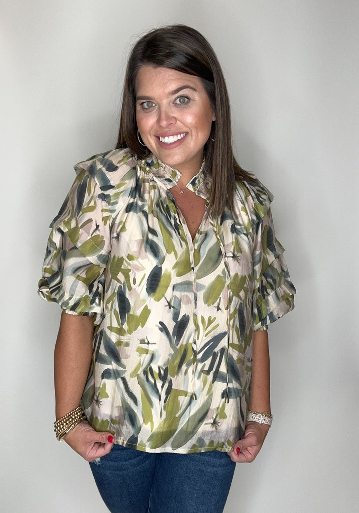 Lively Love Olive Floral Top