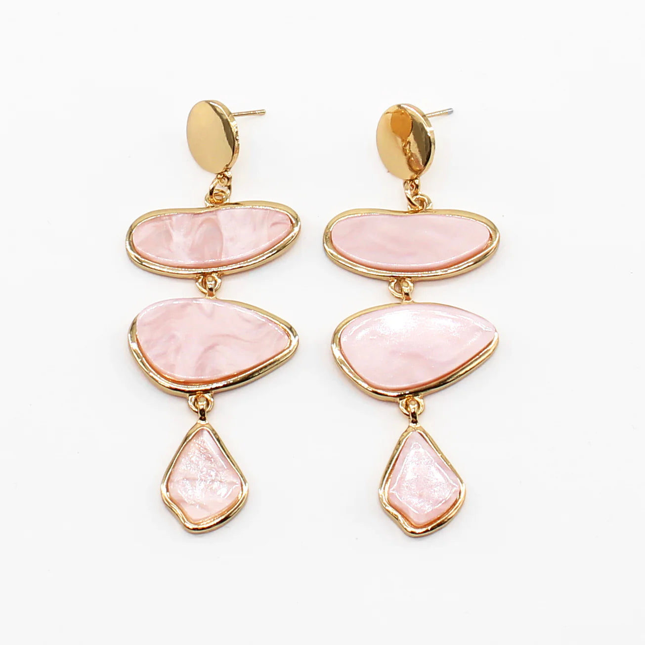 Josephine Pearlized Triple Drop Earrings| Pink