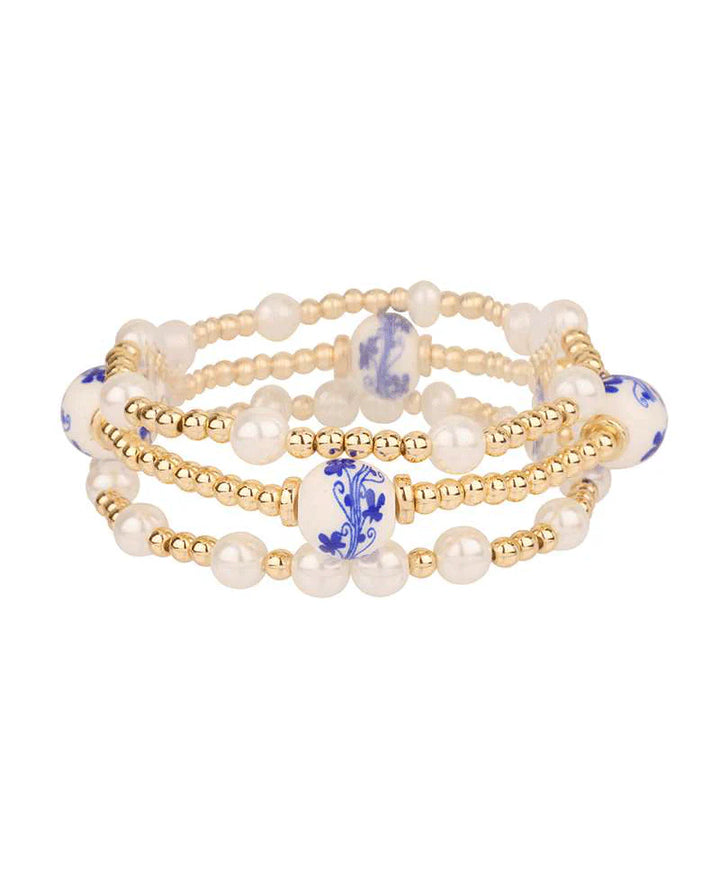 Blue & Pearl Bracelet Set