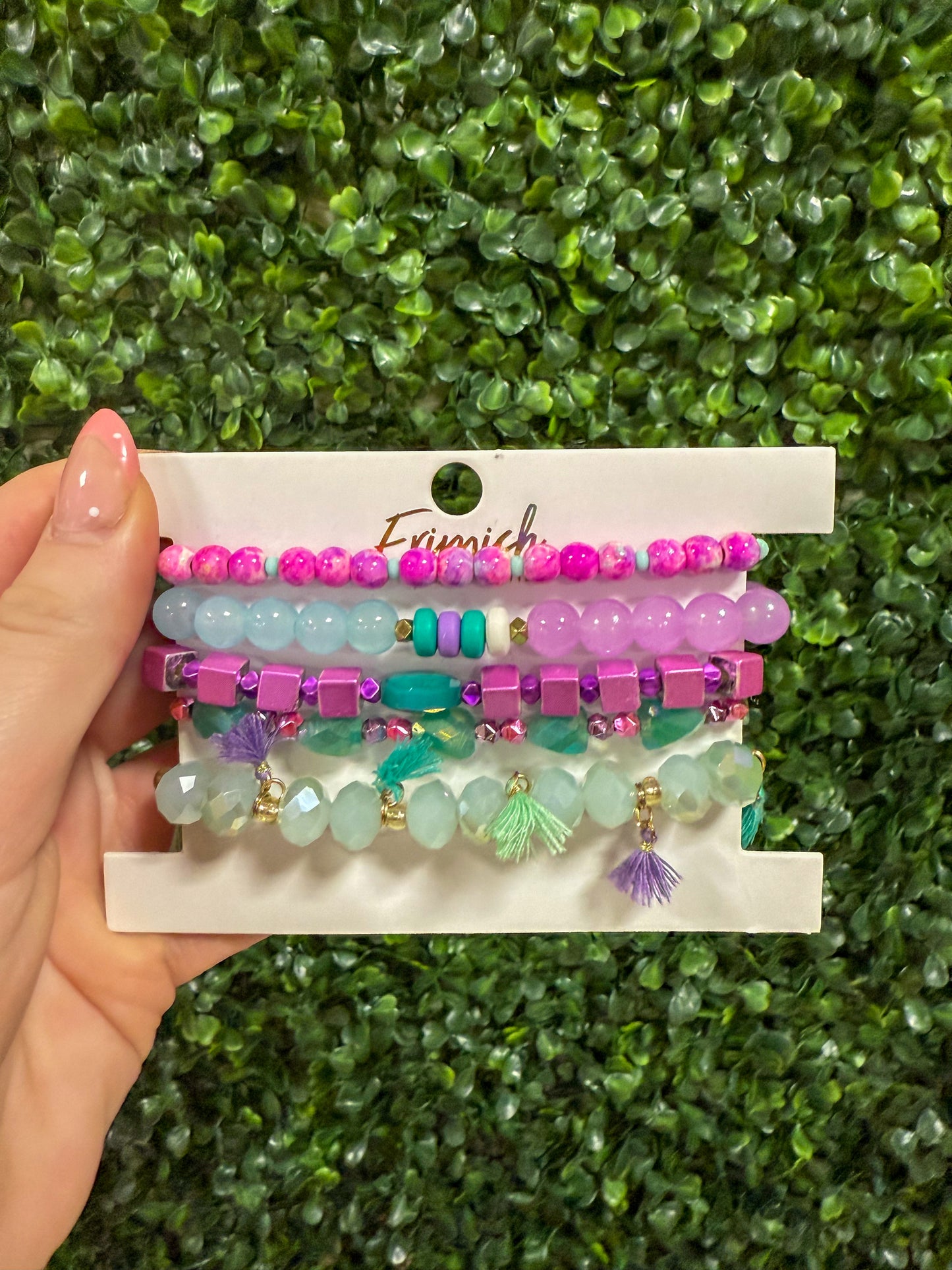 Erimish Stack Bracelets| Magenta