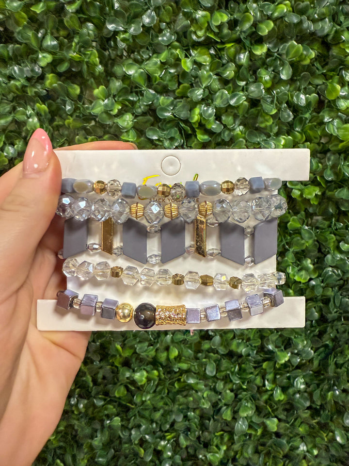 Erimish Stack Bracelets| Grey