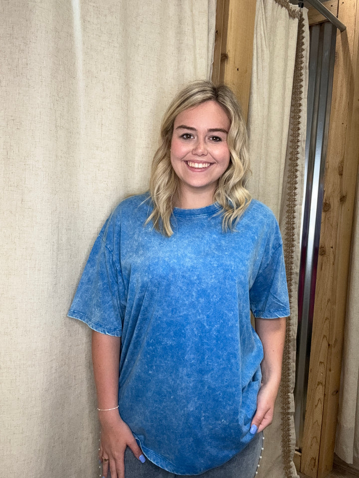 The Lucy Washed Top| Ocean Blue