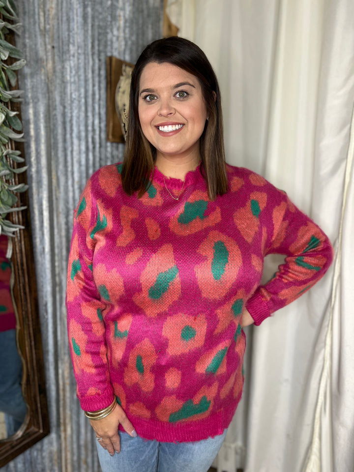 The Bea Curvy Sweater-Magenta
