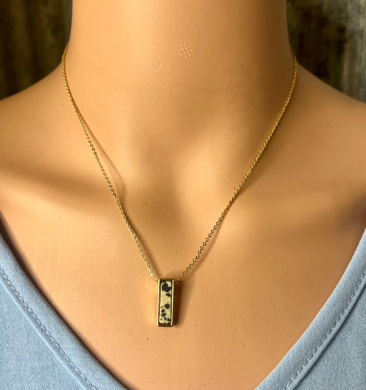 Spotted Rectangle Pendant Necklace