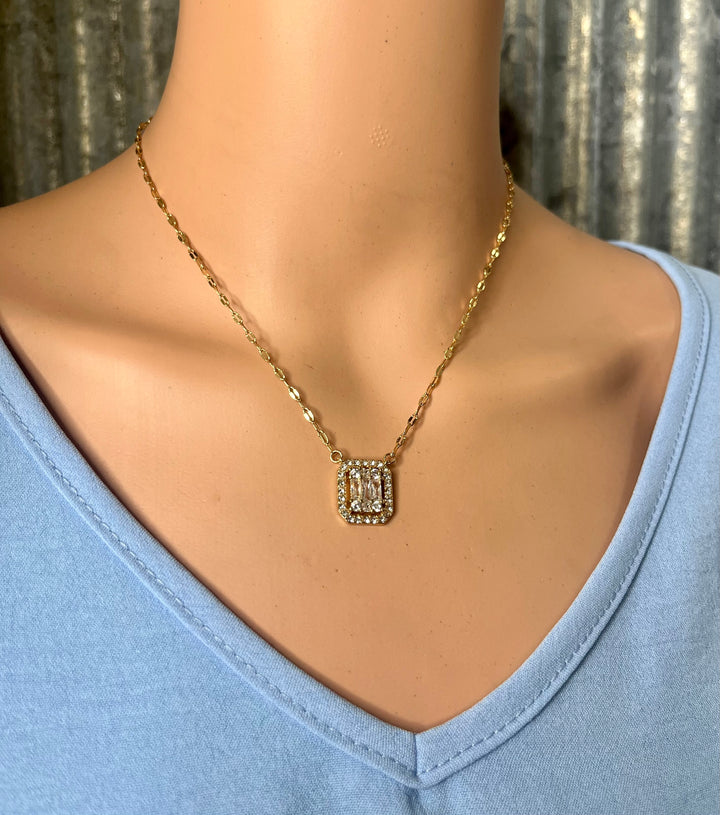 Square Crystal Necklace