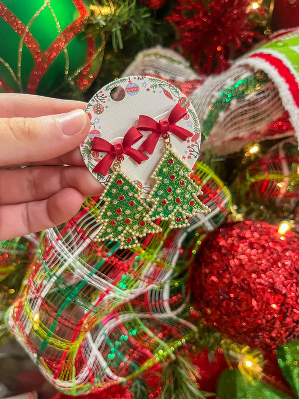 Bow Christmas Tree Earrings