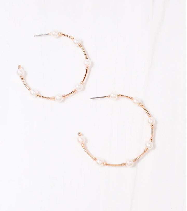 Boneta Pearl Hoop Earrings