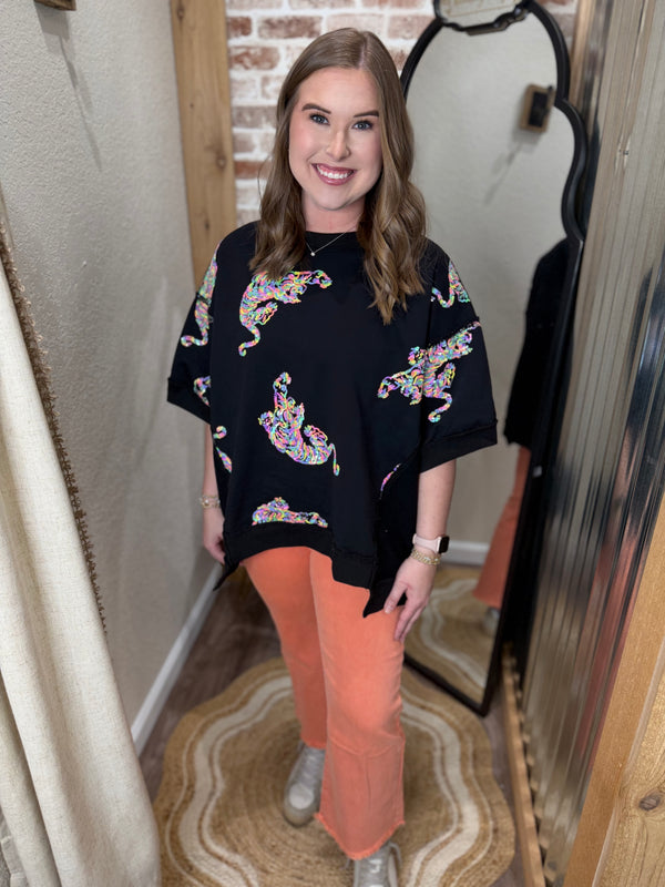 Rainbow Sequin Tiger Top
