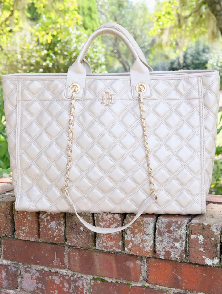 Melissa Tote Bag-Quilted Pearl