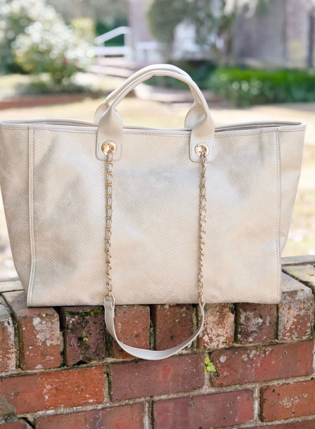 Melissa Tote Bag-Shimmer Champagne