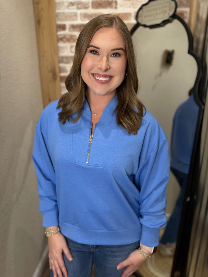 CORNFLOWER BLUE | SCUBA HALF ZIP PULLOVER