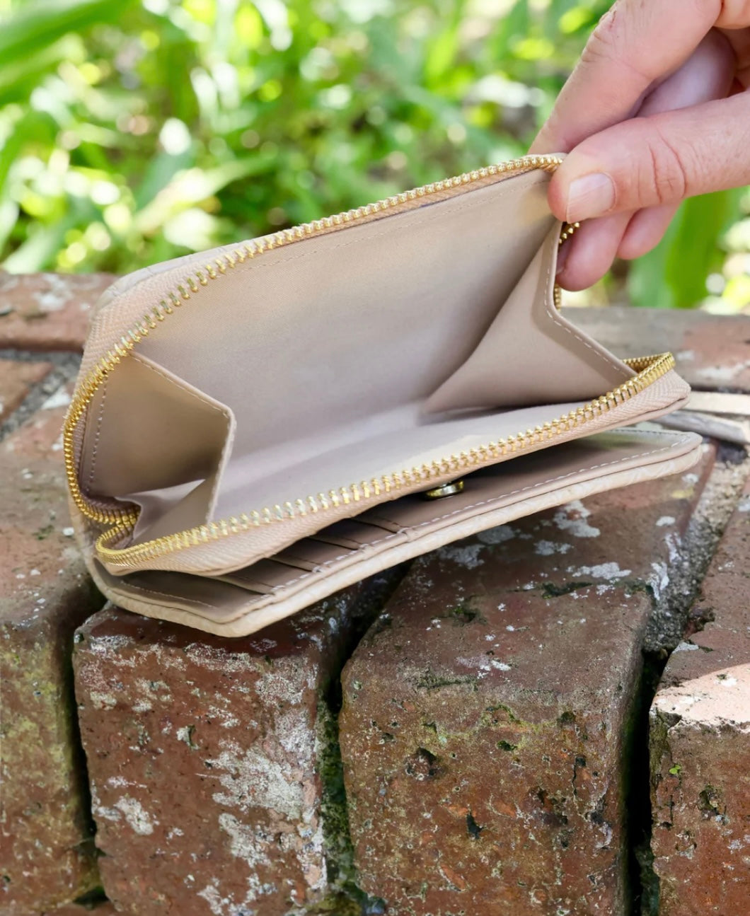 Nadine Zippered Wallet-Tan