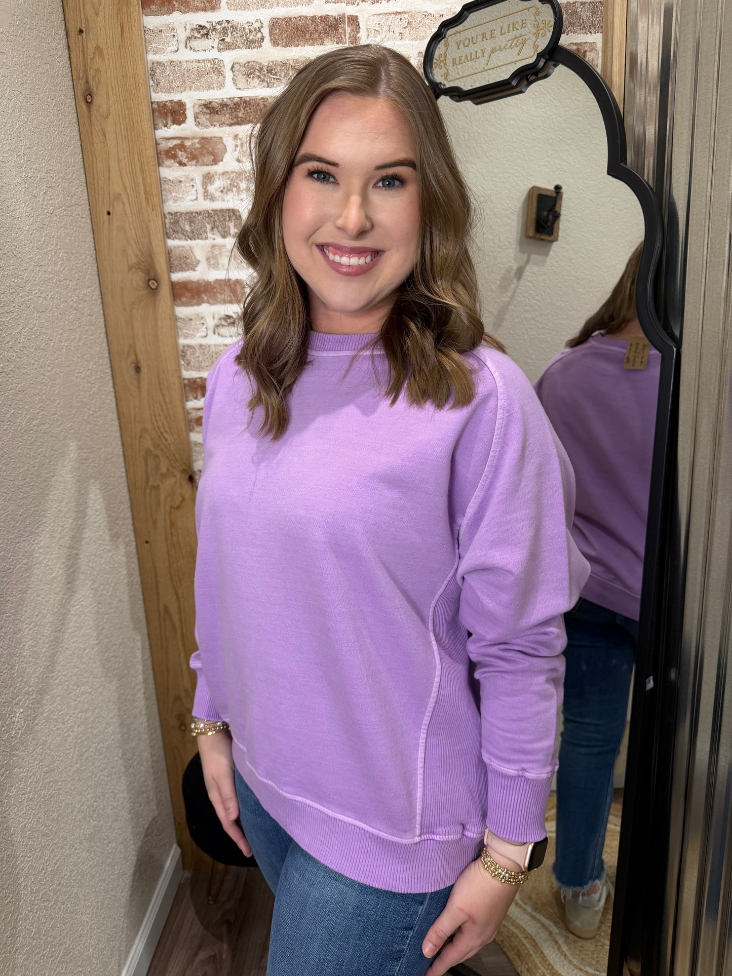 B LAVENDER | FRENCH TERRY PIGMENT DYE & ENZYME WASHING PULLOVER