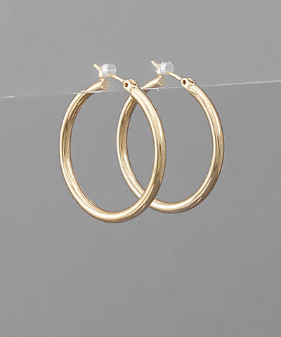 30mm Gold Pin Catch Hoops