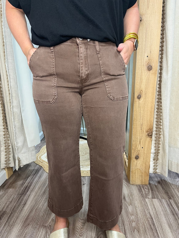 Georgia Cropped Jeans| Brown