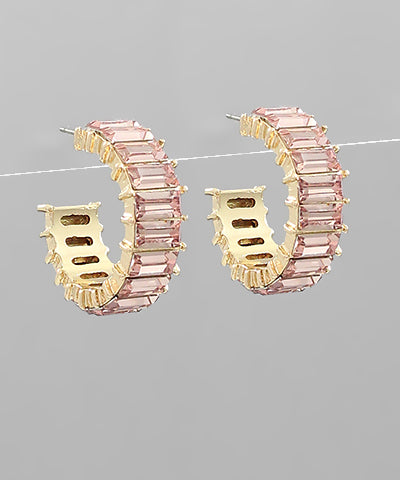 Light Pink Baguette Hoops