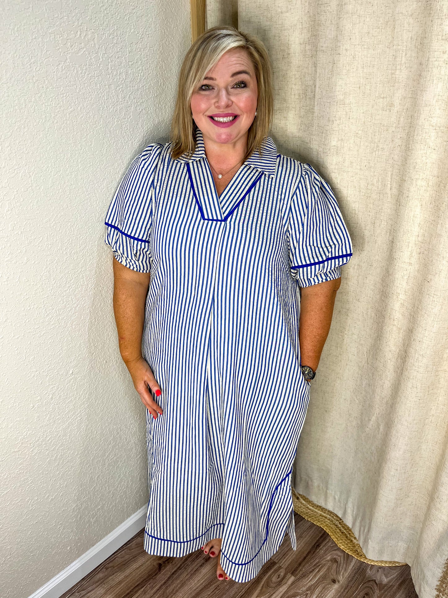 Bristol Stripe Midi Dress| Curvy