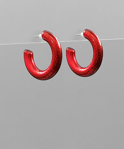 Red Color Coating Acrylic Glitter Hoops