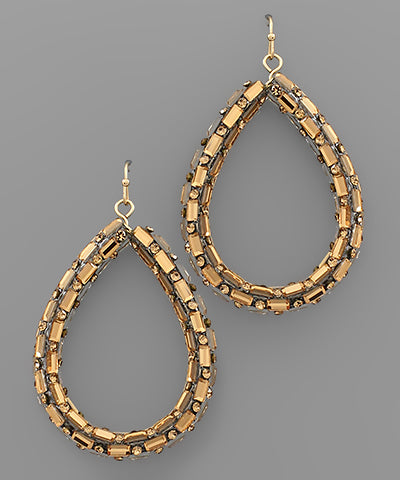 Baguette Pave Teardrop Earrings