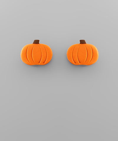 Clay Pumpkin Stud Earrings