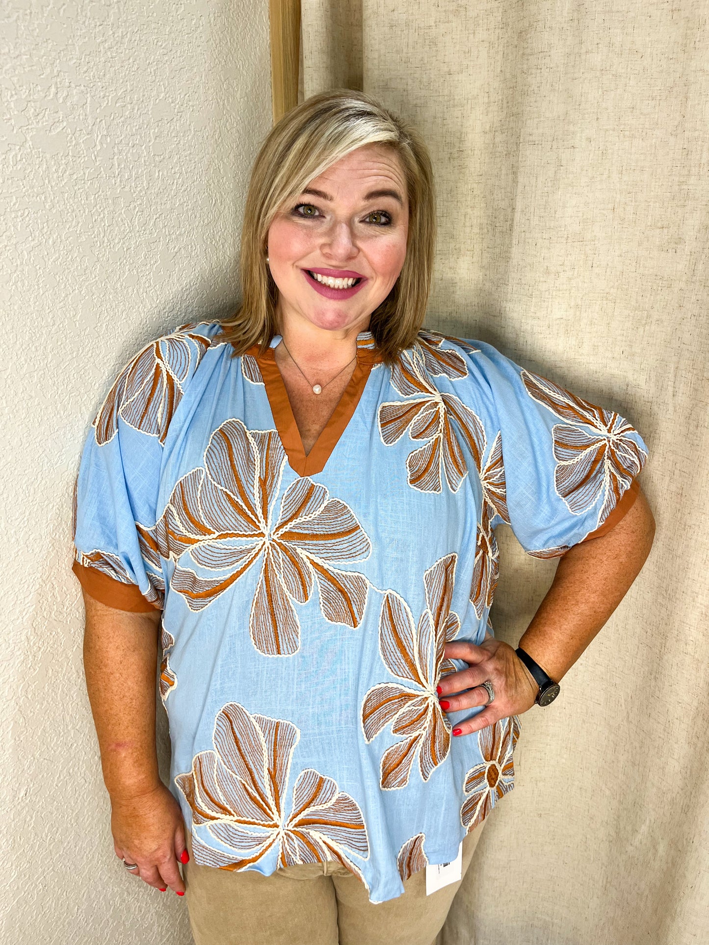 Harlow Blue Top| Curvy