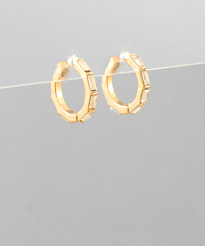 Baguette Circle Huggie Hoops