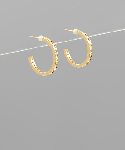 Studded Stone Hoop Earrings