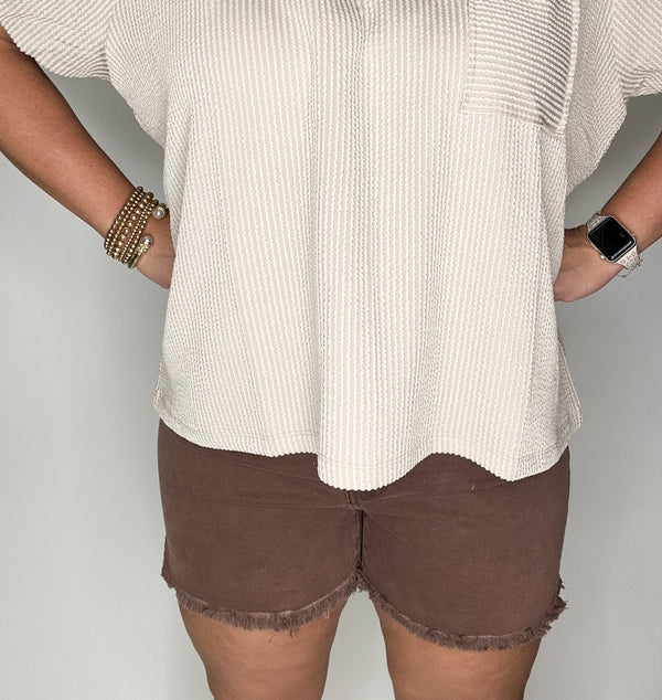 Mahogany Frayed Shorts