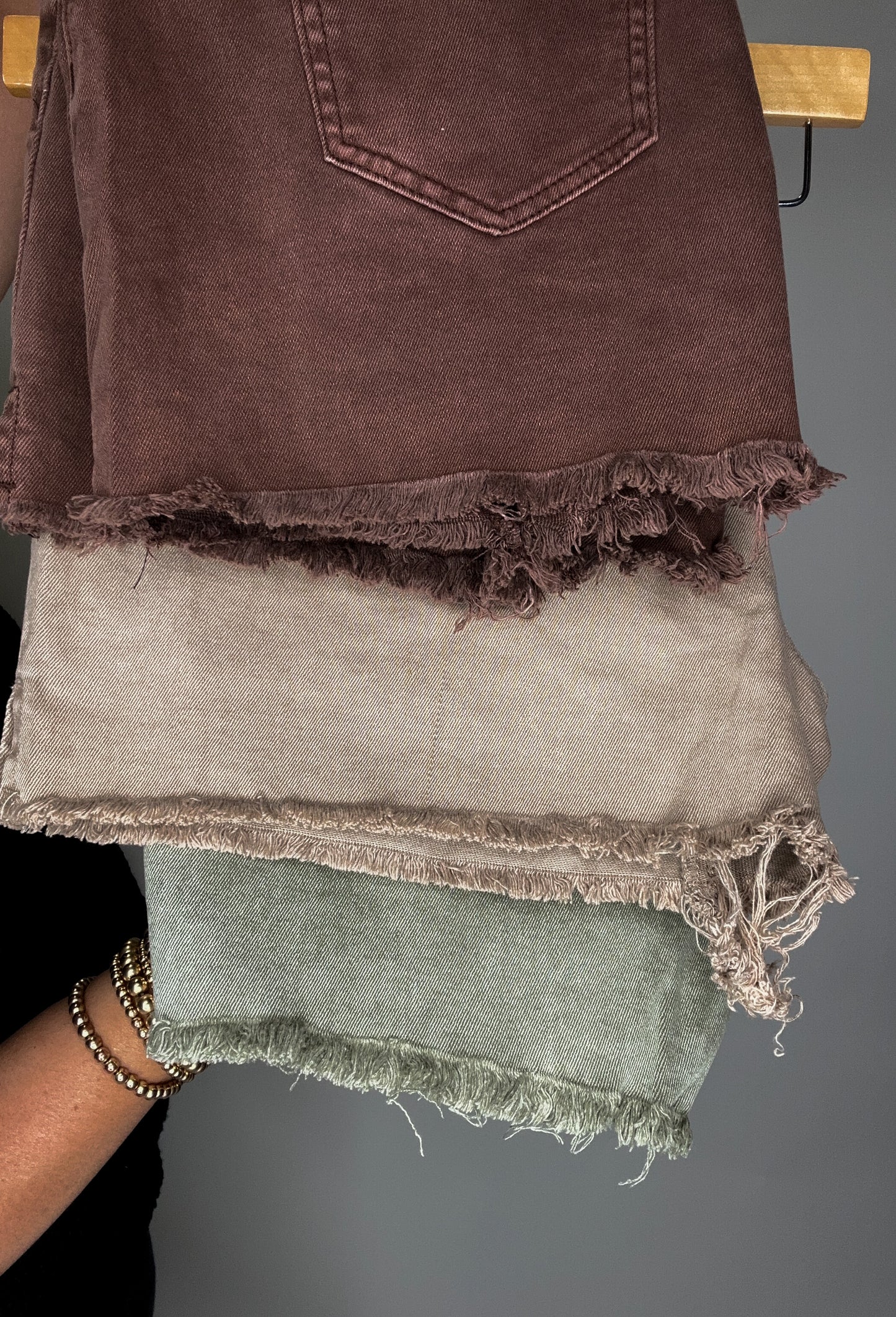 Mahogany Frayed Shorts