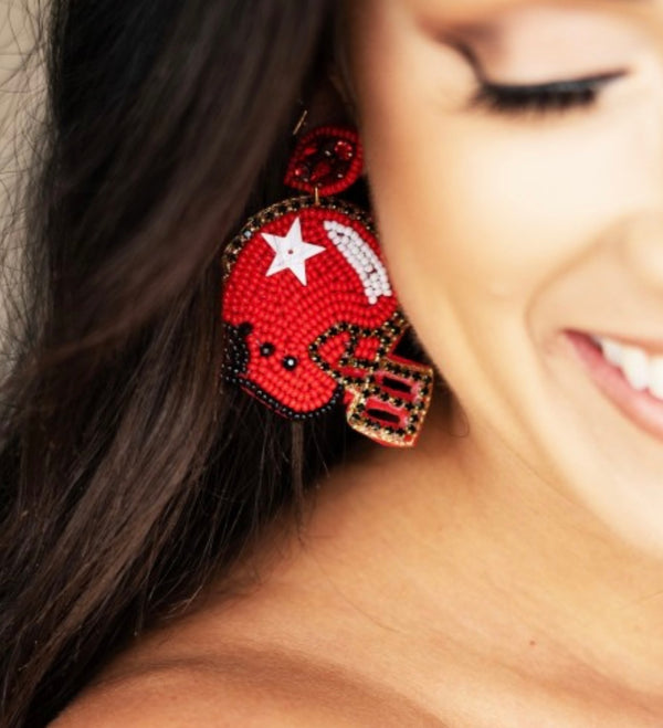 Red & Black Touchdown Earrings