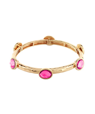 Laura Oval Glass Bracelet-Pink