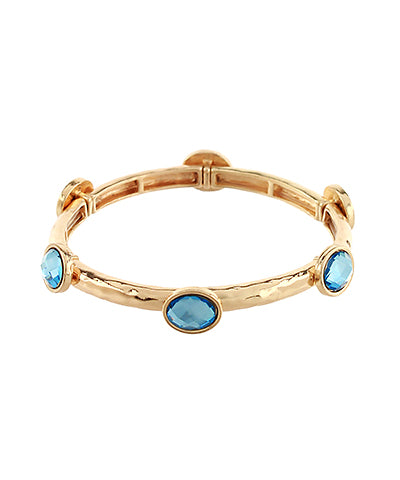 Laura Oval Glass Bracelet-Aqua