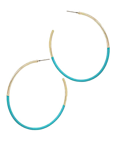 Alexandra Half Color Coated Hoops-Teal