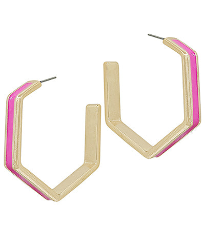 Sunny Hexagon Hoops-Fuchsia