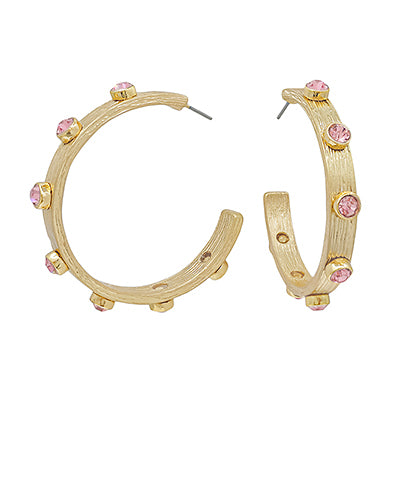 Caroline Crystal Hoops-Blush