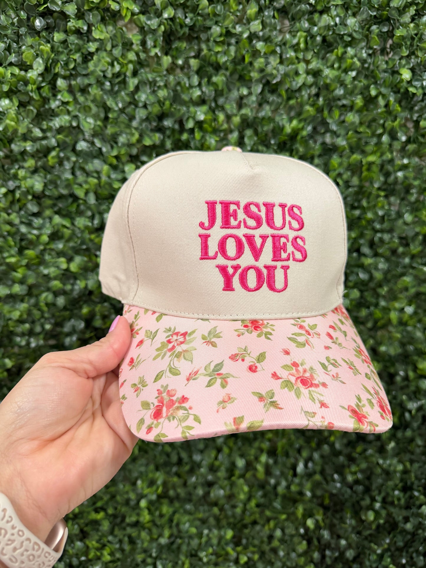 FLORAL | JESUS LOVES YOU TWO TONE COTTON HAT